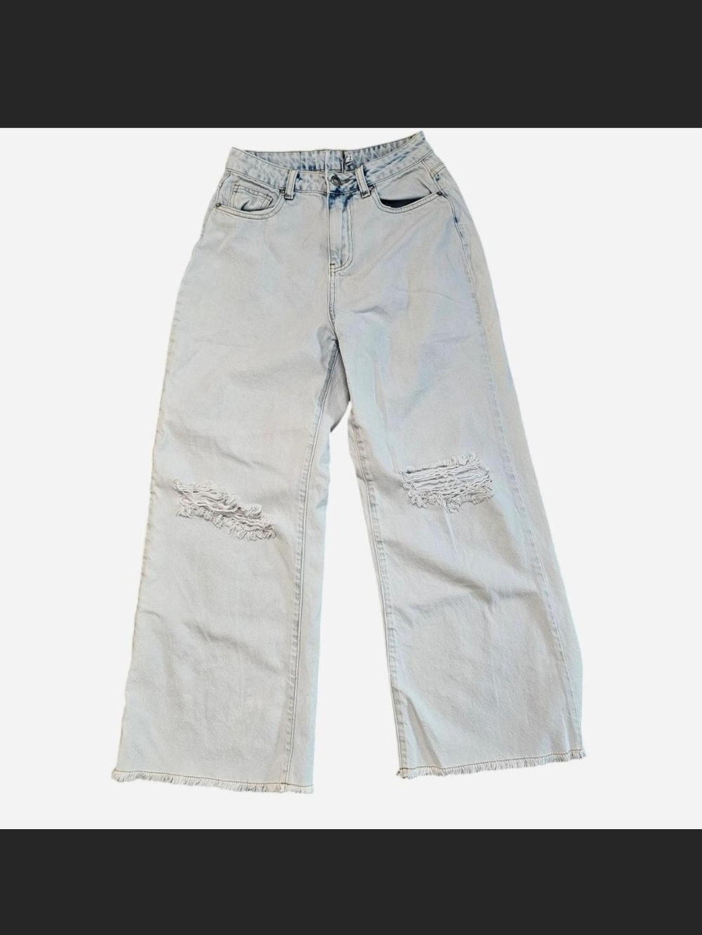 Princess Polly Light Blue Distressed Wide-Leg Jeans